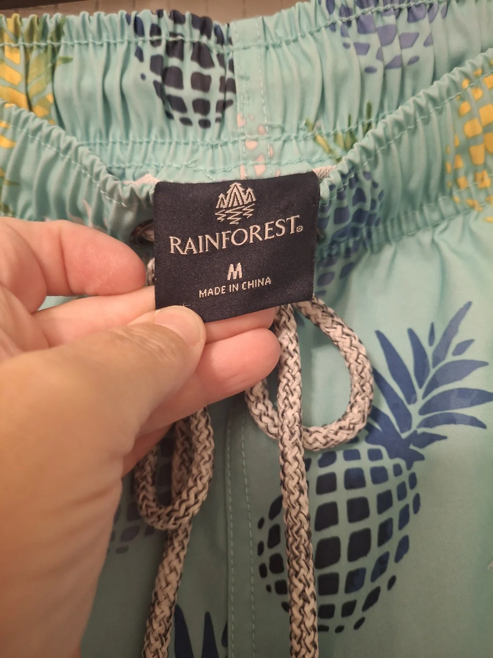 RAINFOREST Aqua Pineapple Print Men's Swim Shorts